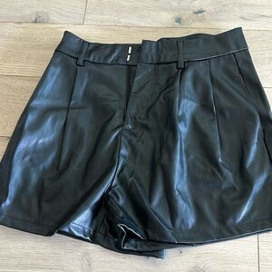 High waist faux leather shorts
